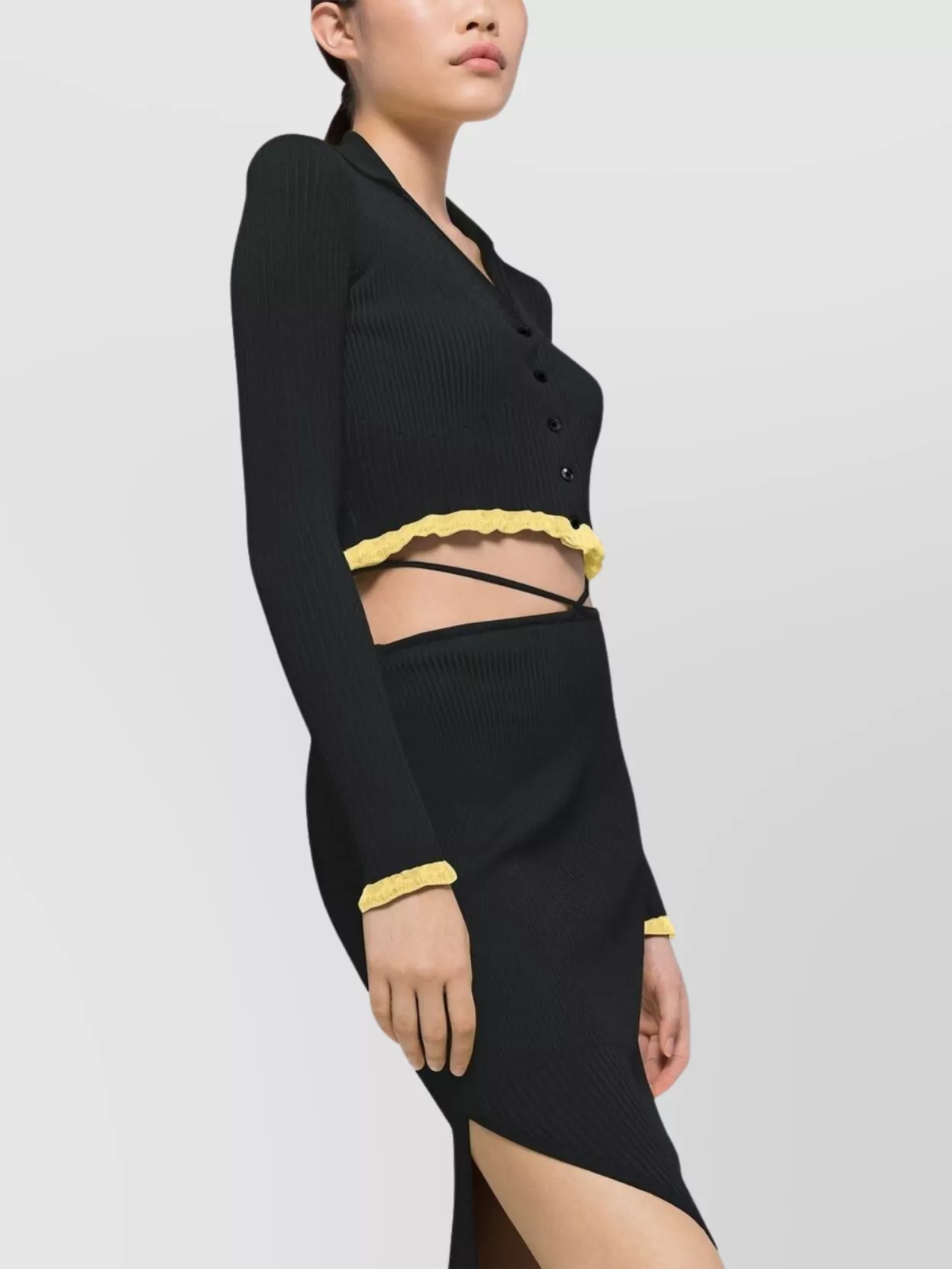Shop Az Factory Short Cardigan With V-neck And Long Sleeves