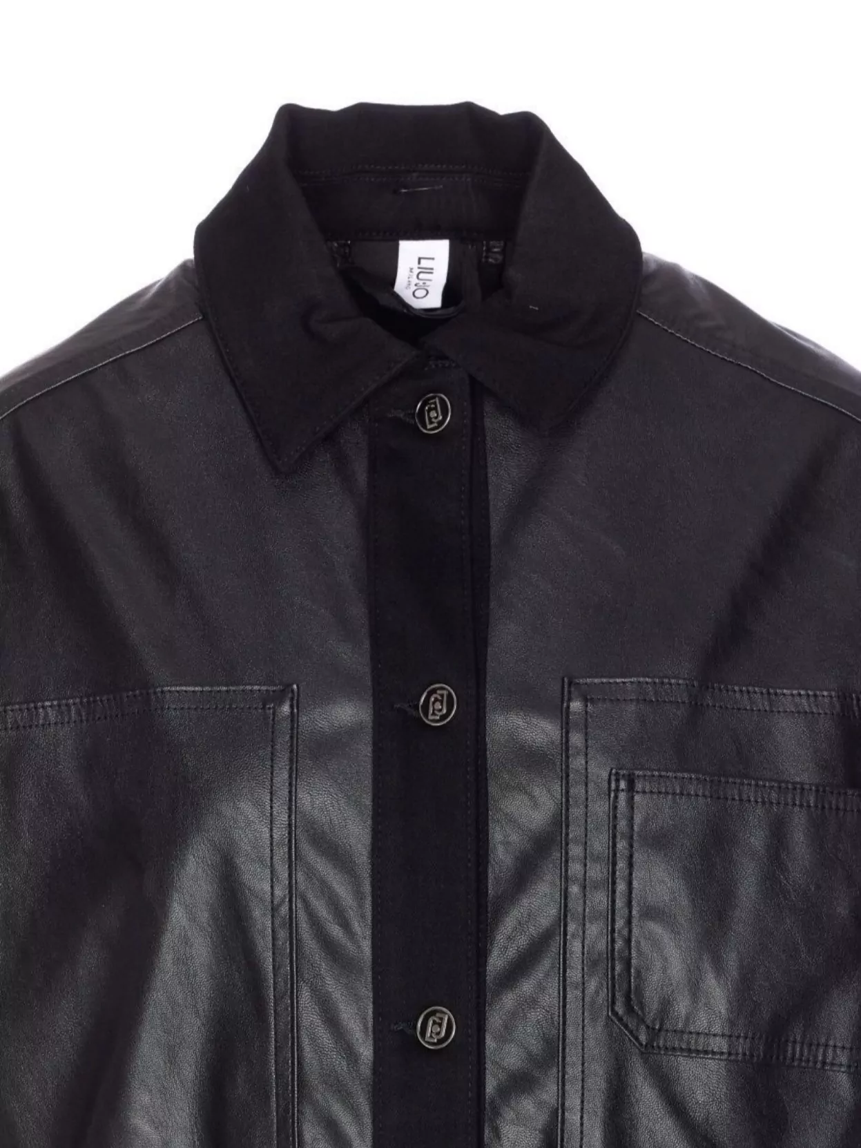 Liu •jo Stylish Short Leather Effect Jacket In Blue