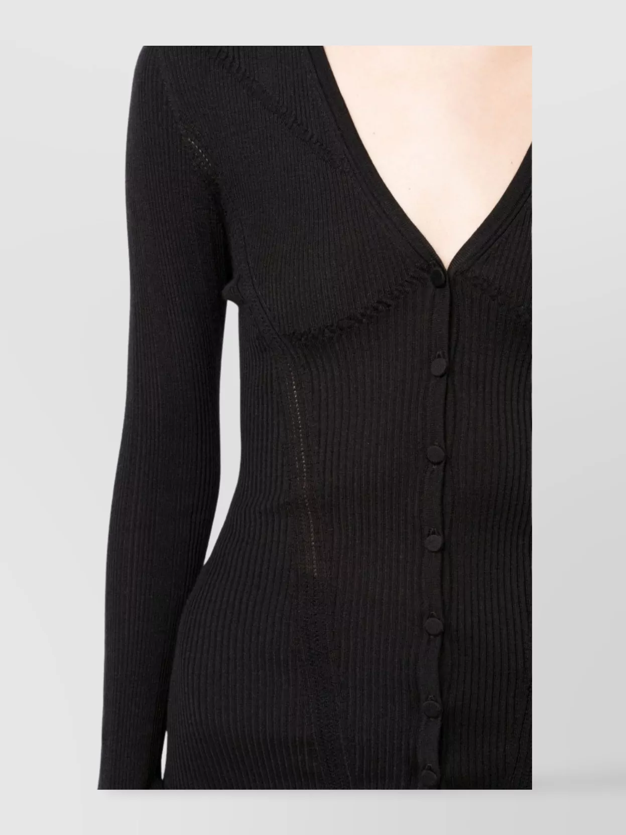 Lanvin Textured Ribbed V-Neck Cardigan