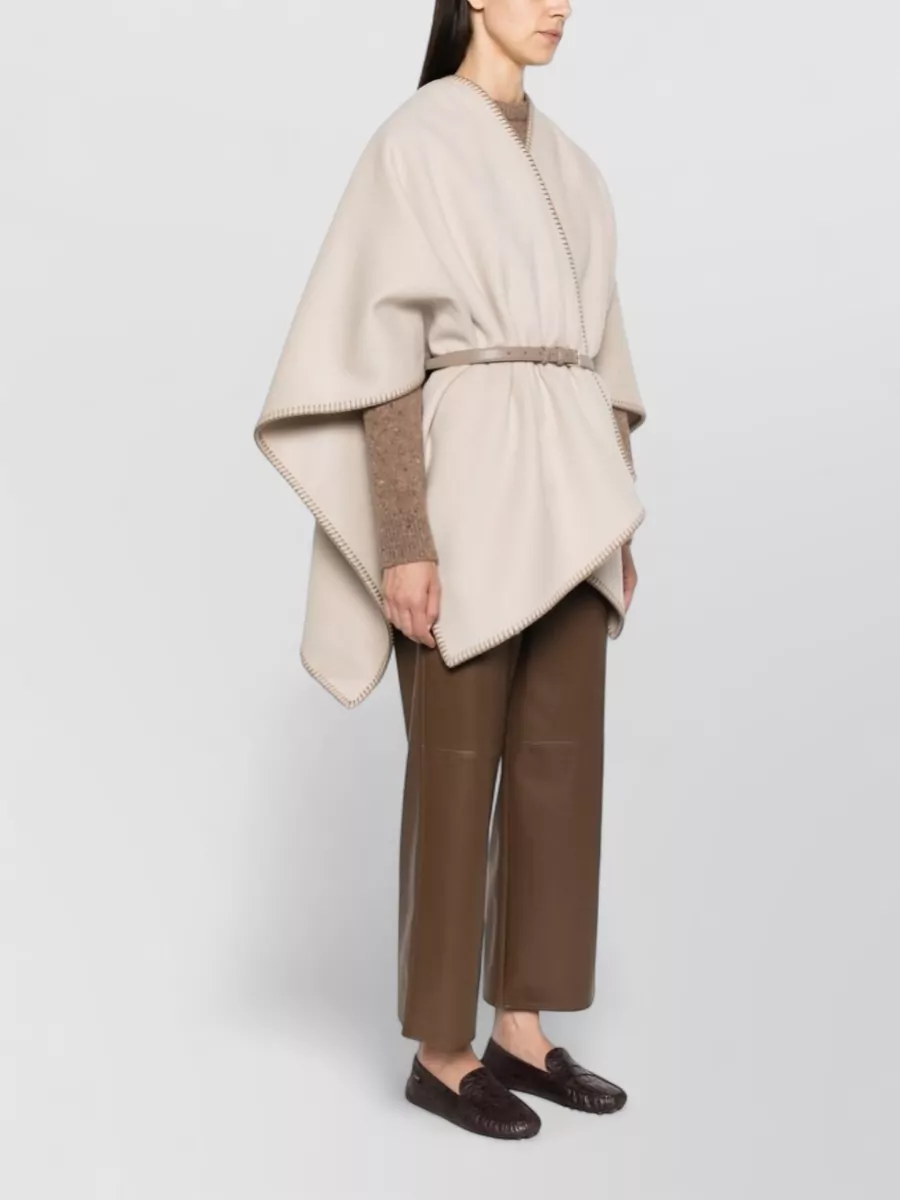 Max Mara Wool Draped Belted Poncho