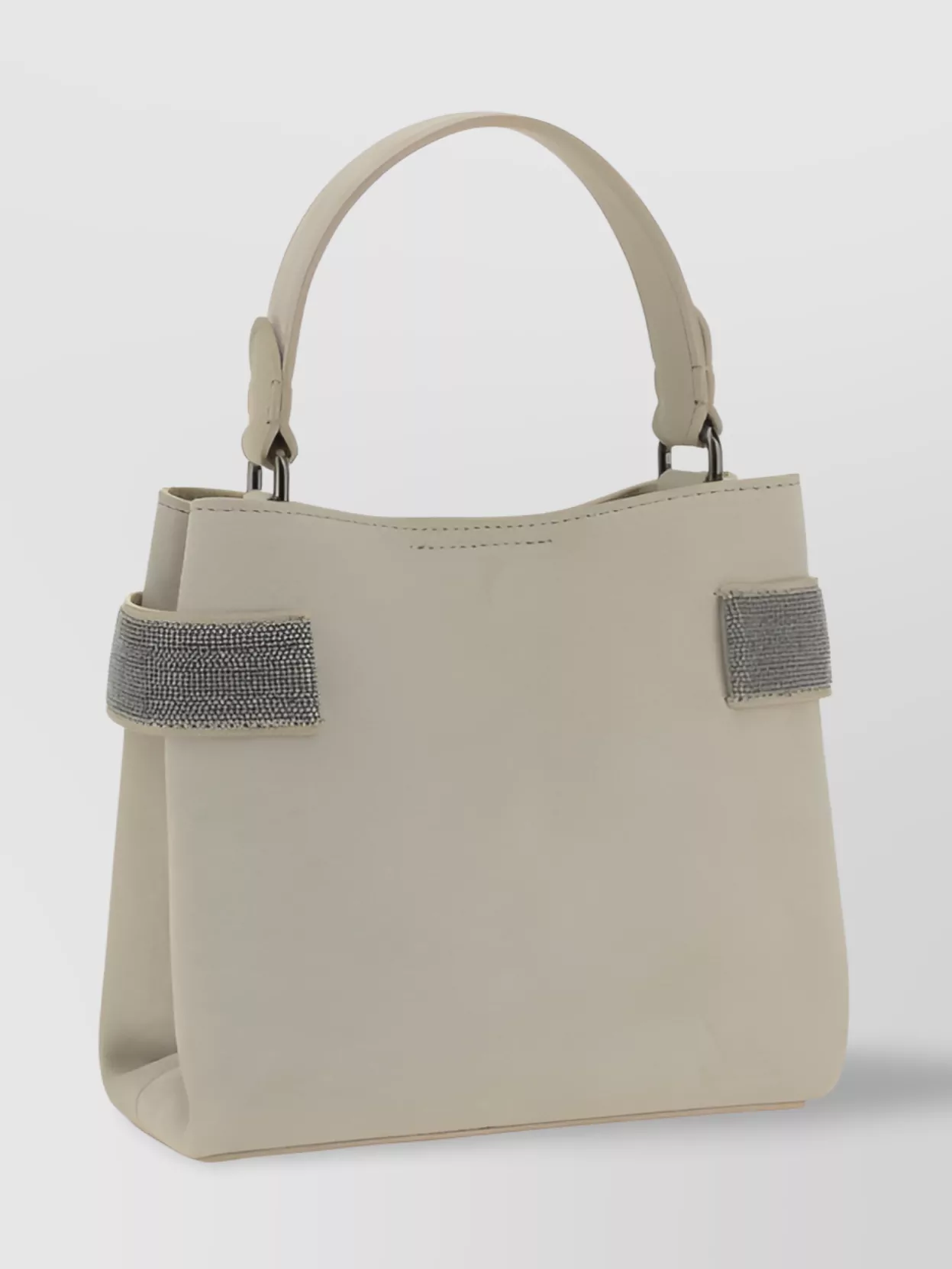 Brunello Cucinelli Geometric Design Calfskin Tote Bag In Gray