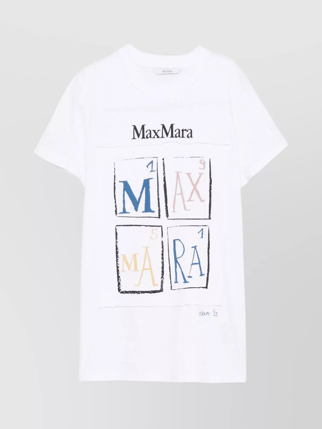 Max Mara Graphic Print Short Sleeve Top Collection In White
