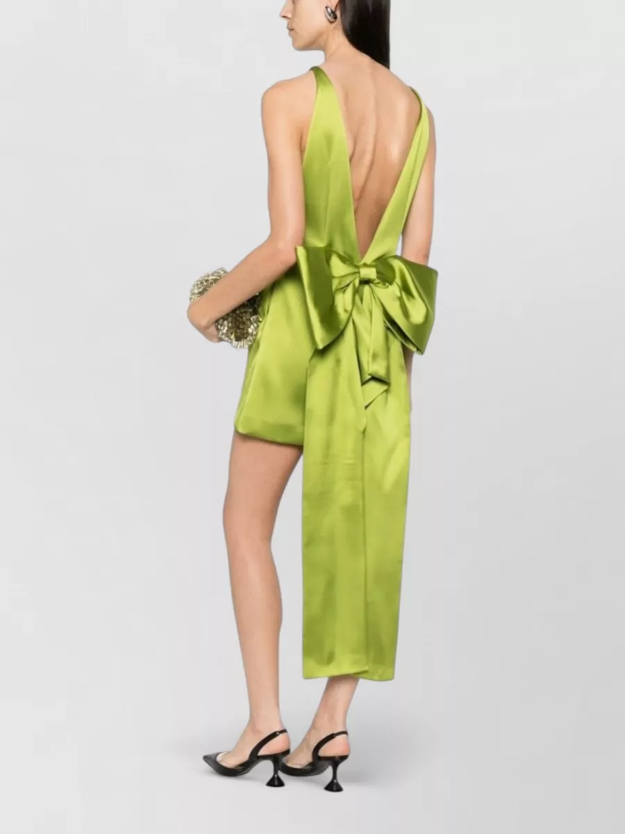Self-Portrait Satin Sleeveless Boat Neck Mini Dress