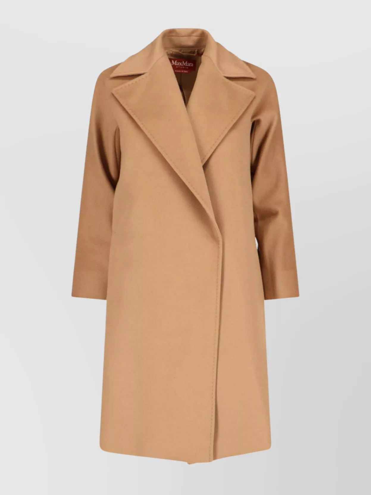 Max Mara Long Jacket With Belt And Back Vent