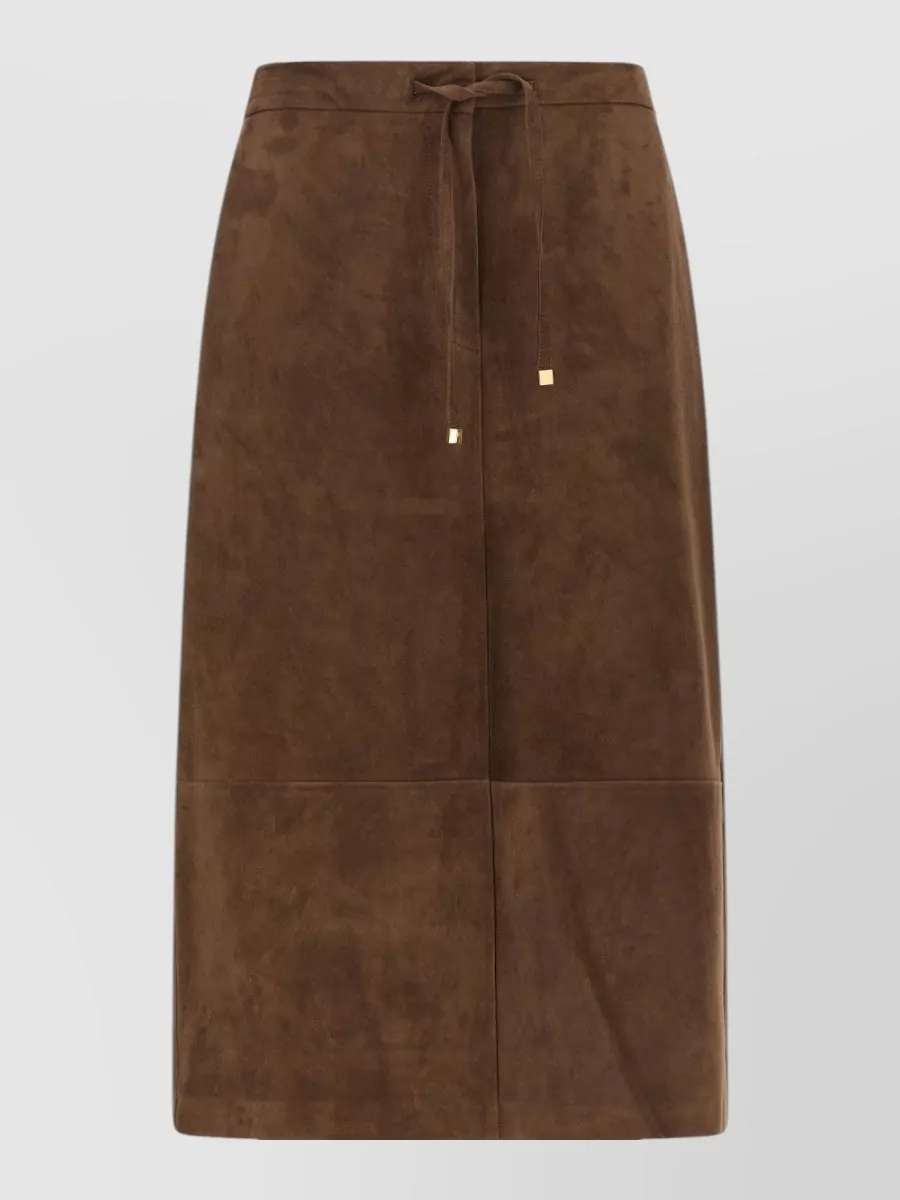 S Max Mara Midi Suede Texture Tailored Pants Design In Brown