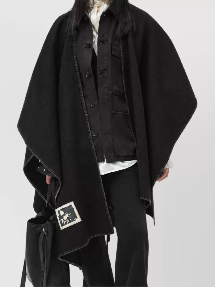 Ann Demeulemeester Wool Rectangular Cape