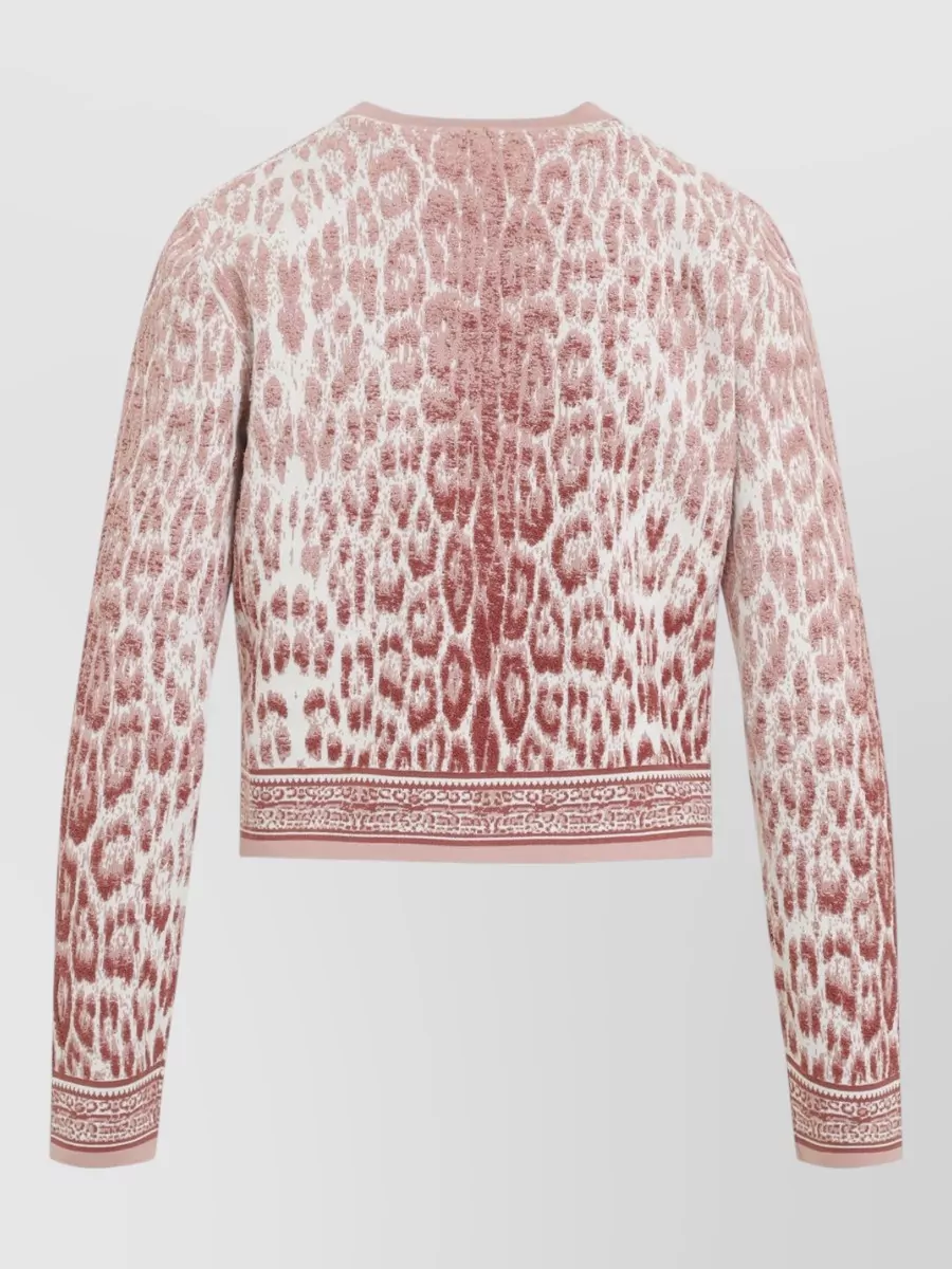 Roberto Cavalli Fine-Knit Relaxed-Fit Jaguar-Print V-Neck Cardigan