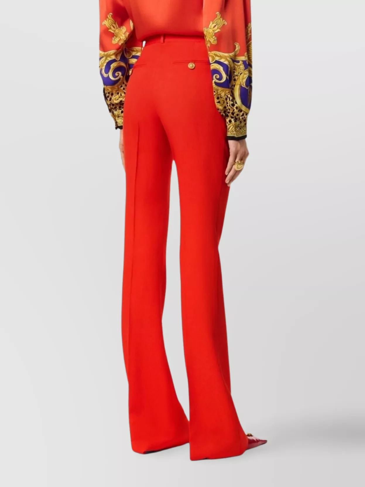 Versace Tailored Flared Leg Trousers Front Pleats