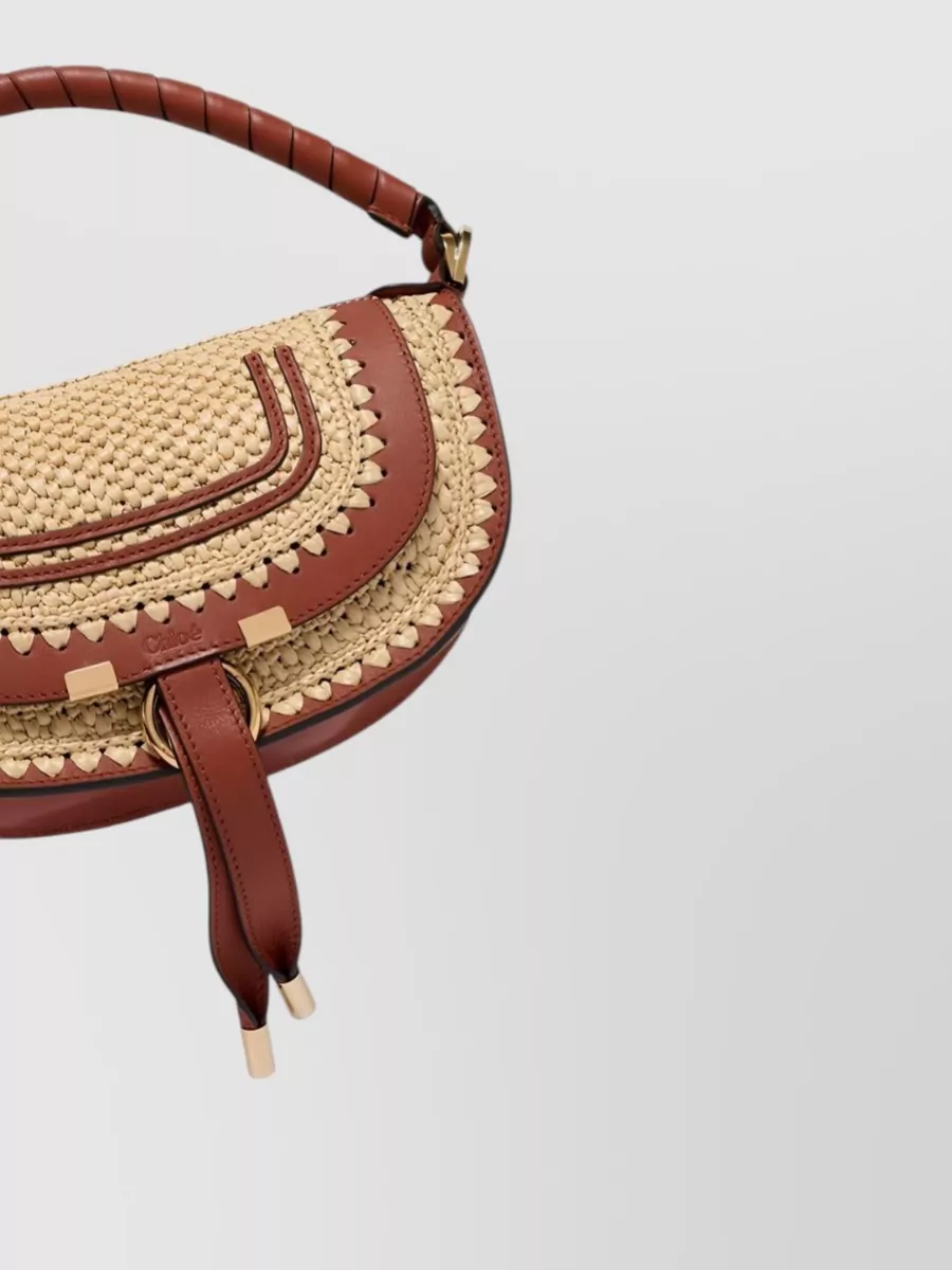 Chloé Marcie Mini Raffia-Effect Clutch Bag