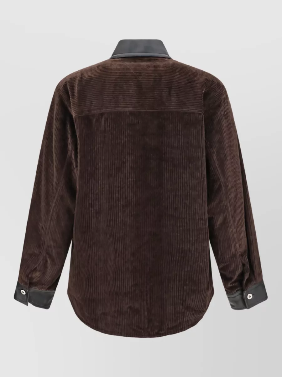 Bottega Veneta Corduroy Jacket With Leather Collar