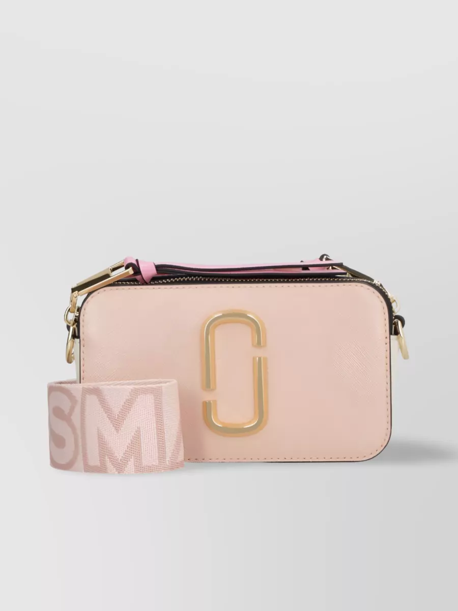 Shop Marc Jacobs The Snapshot Leather Crossbody Bag In Cream