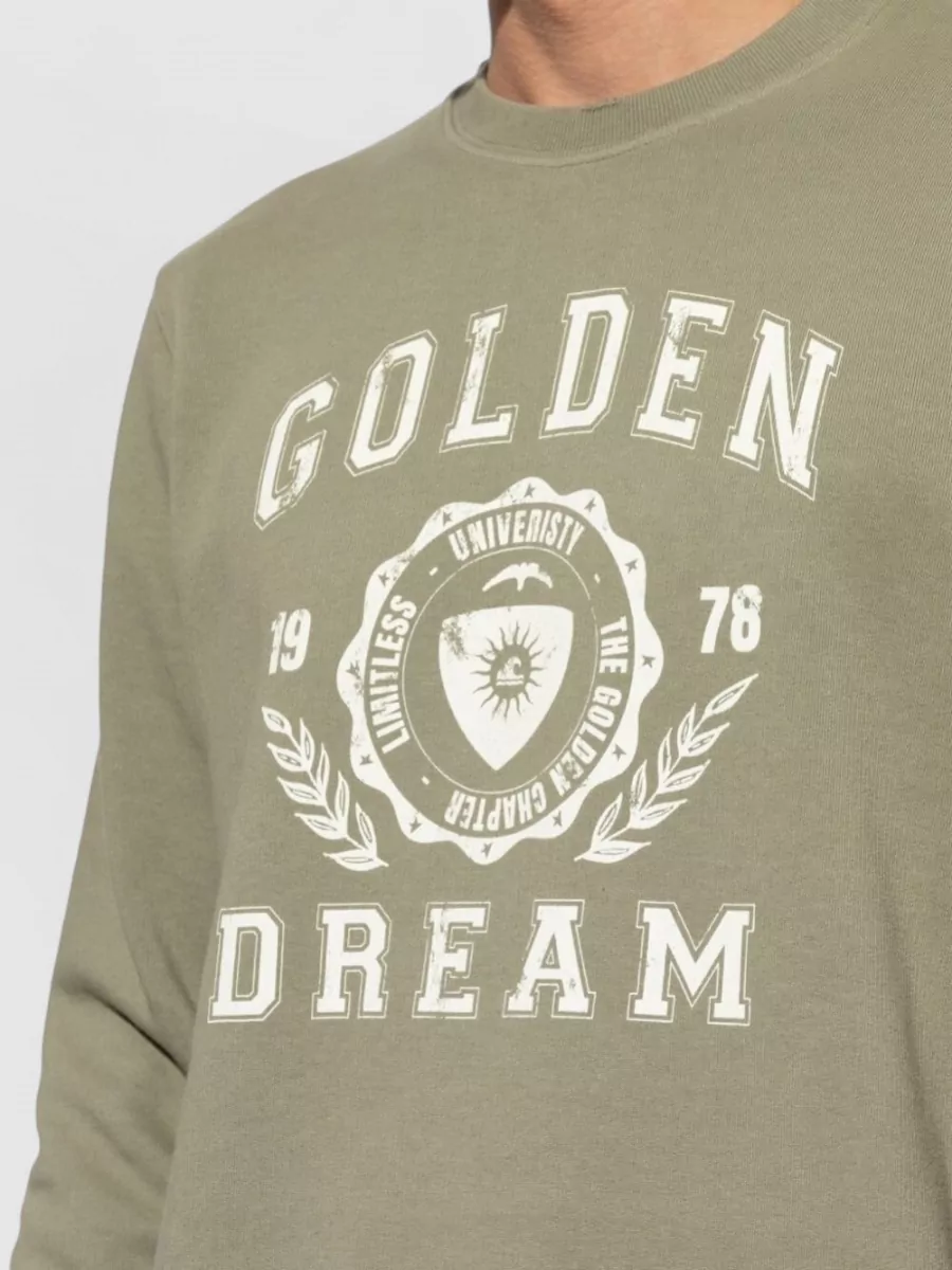 Golden Goose Ribbed Trim Regular Fit Logo Cotton Sweatshirt