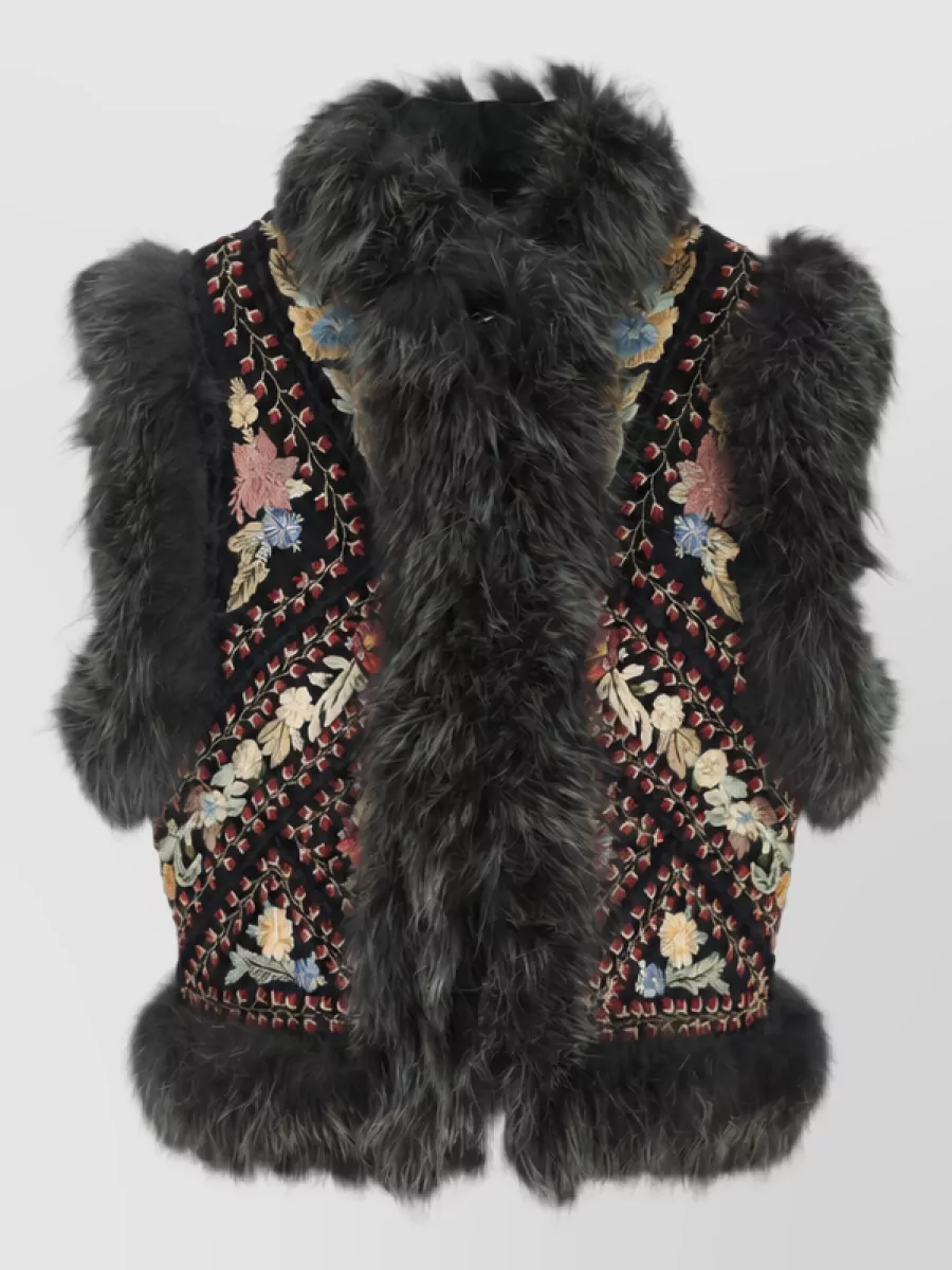 Fendi Fur trim beaded vest