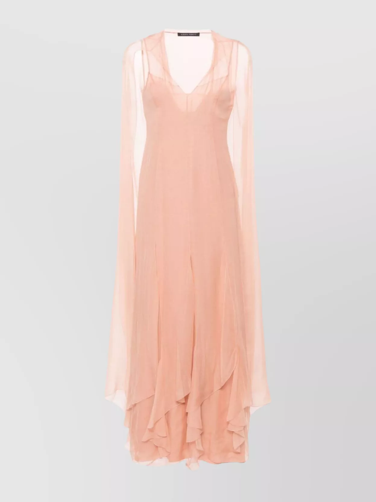 Shop Alberta Ferretti Asymmetric Hem Halter Neck Silk Chiffon Dress