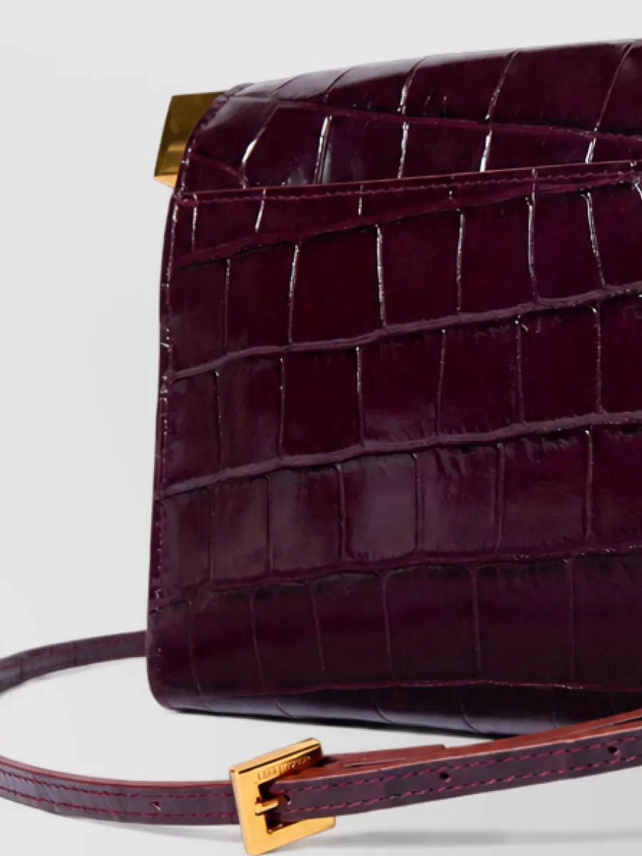 Jacquemus Le Rond Carré Mini Croc-Embossed Leather Shoulder Bag