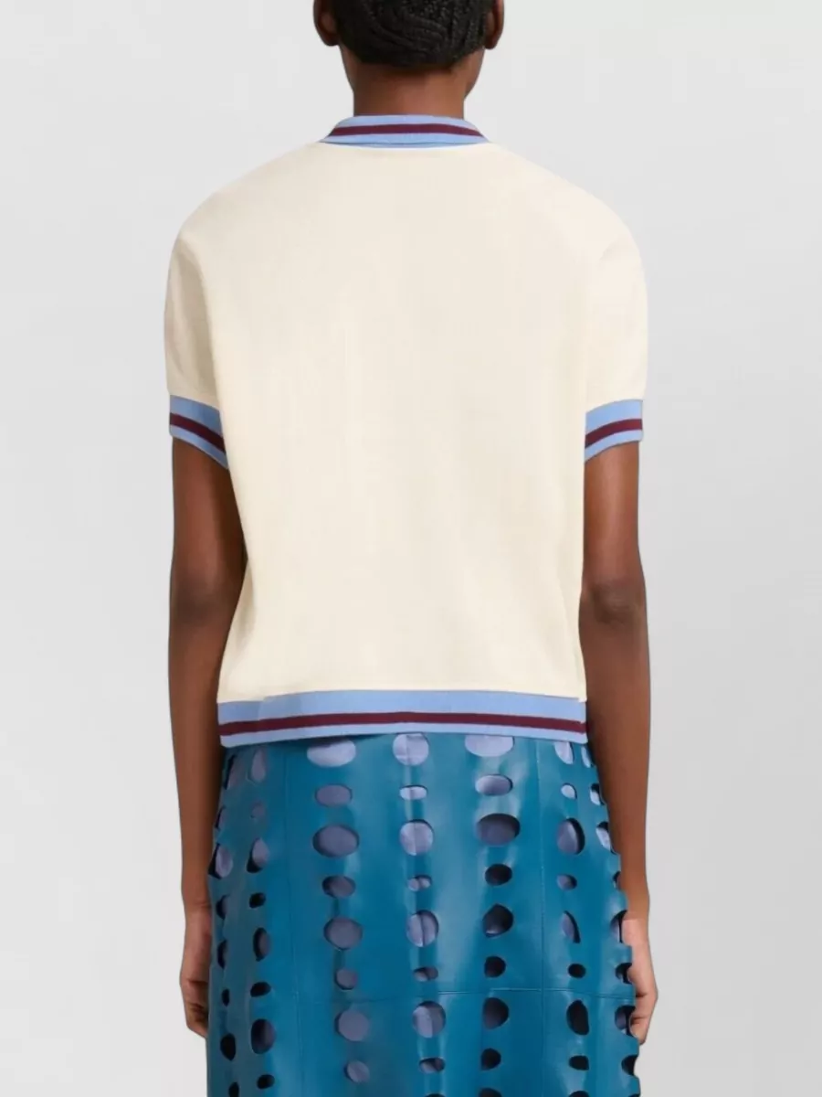 Marni Cotton Piqué Polo Shirt Contrast Collar