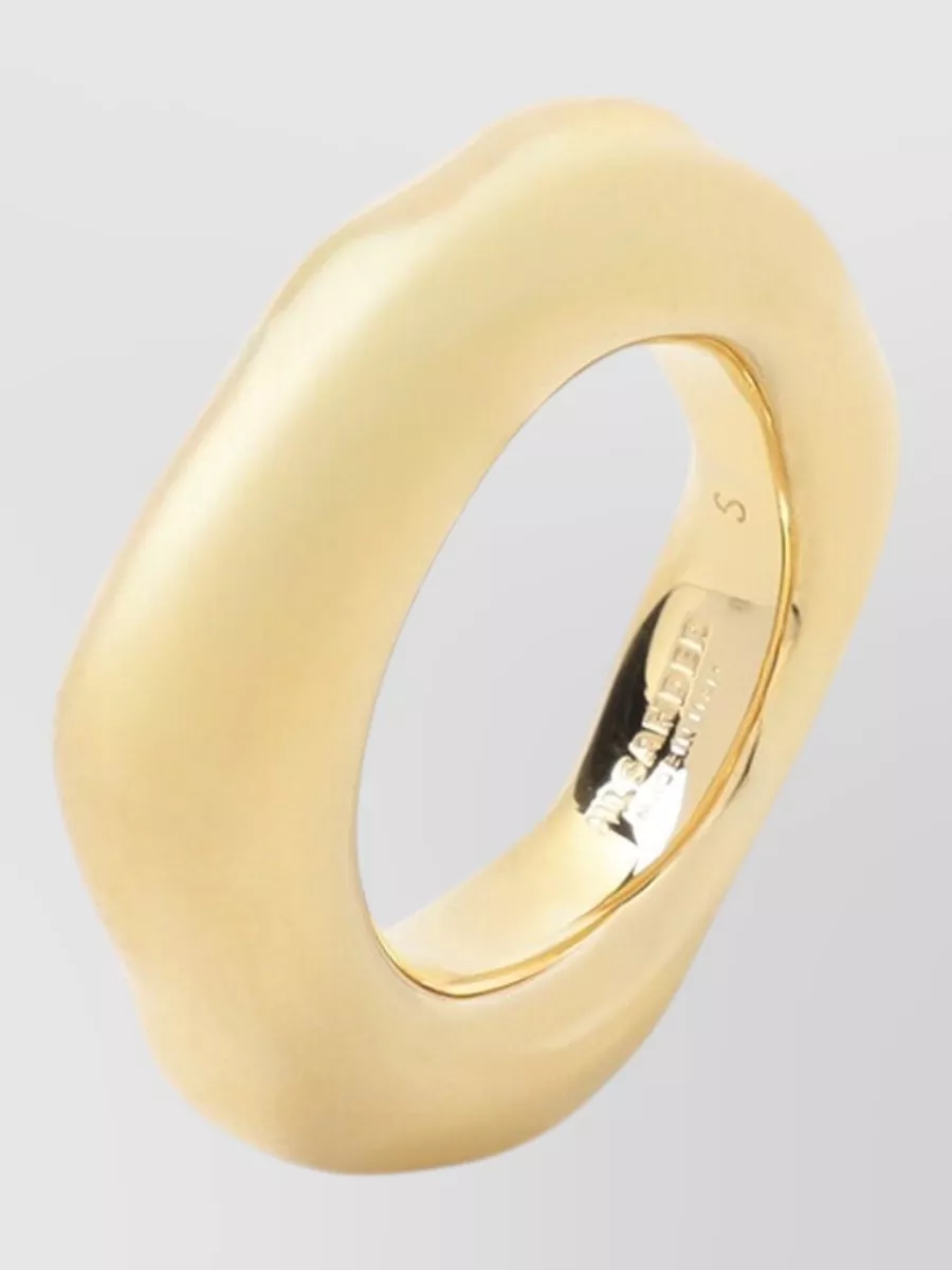 Jil Sander Sculptural Curved Brass Ring Smooth Finish