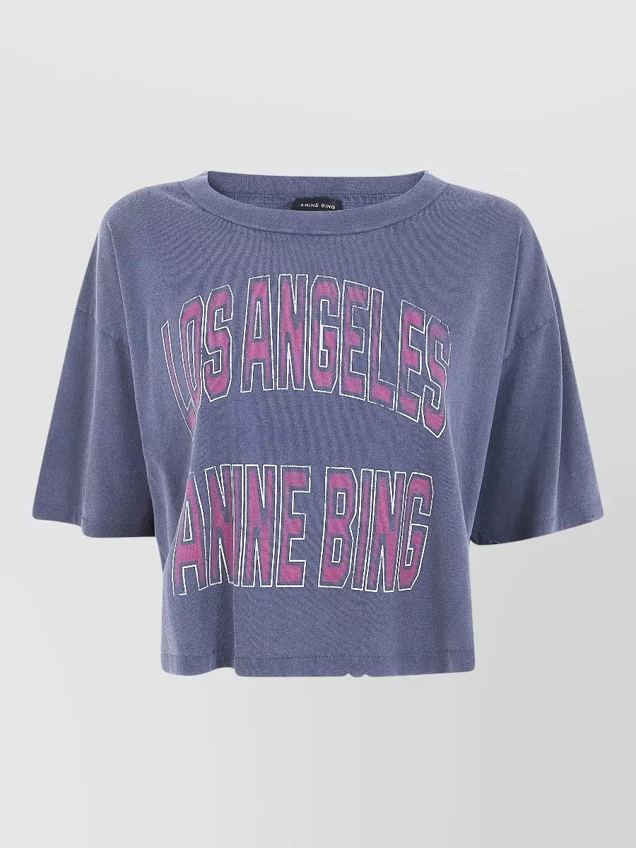 Anine Bing Johnny Cropped T-Shirt Crew Neck Graphic
