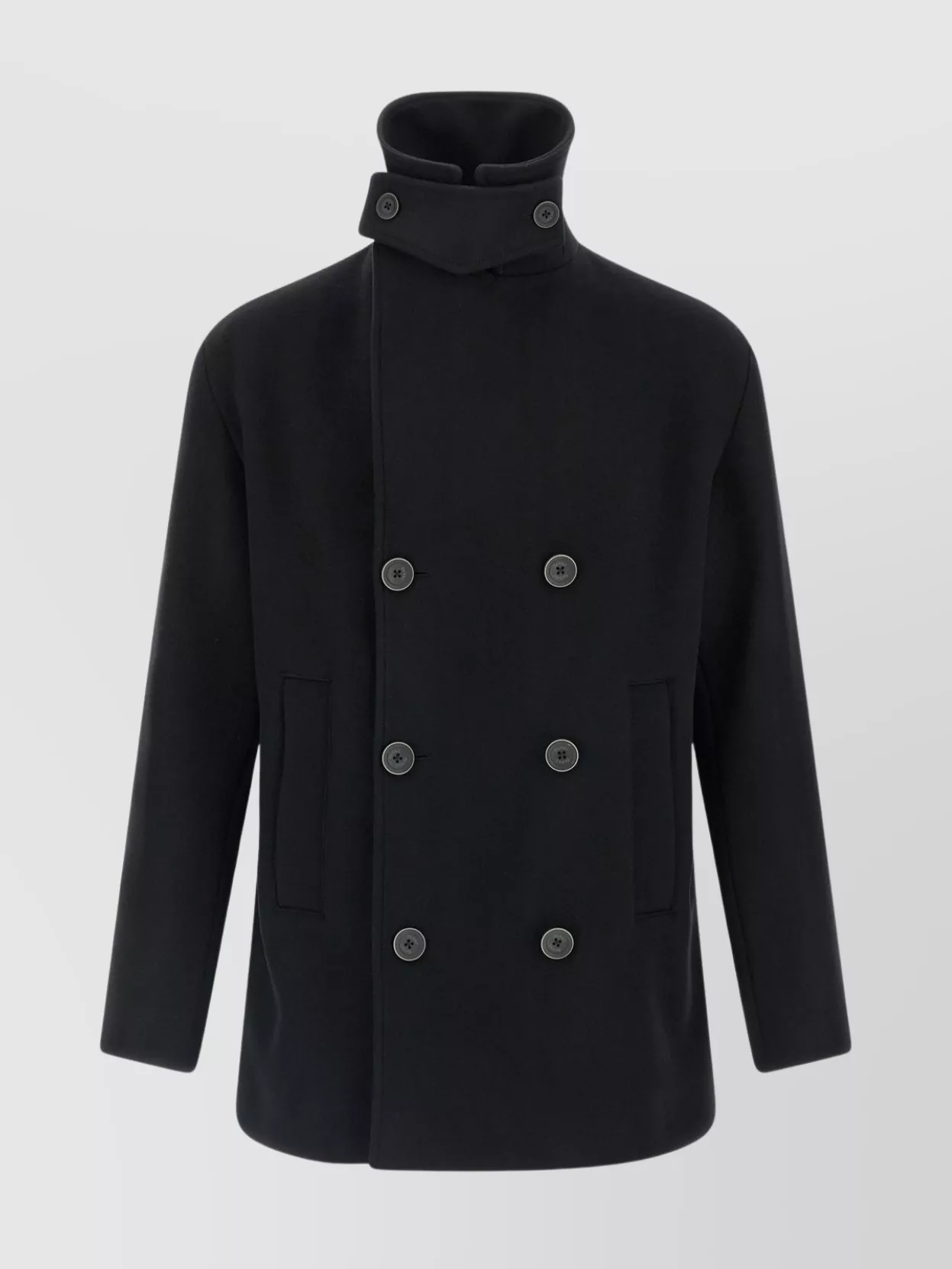 Herno Double-Breasted Wool Coat Side Pockets