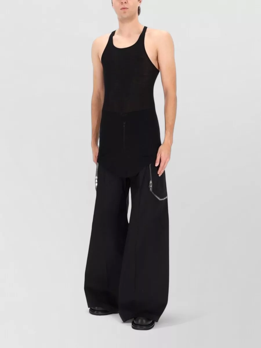 Rick Owens Cotton Racerback Sleeveless Longline Scoop Neck Top