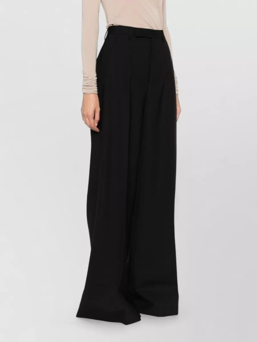 Rick Owens Wool Pleated Wide-Leg Trousers