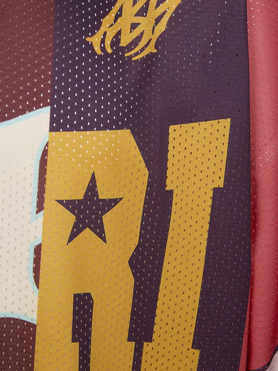 Amiri Spliced Mesh Graphic V Neck T-Shirt