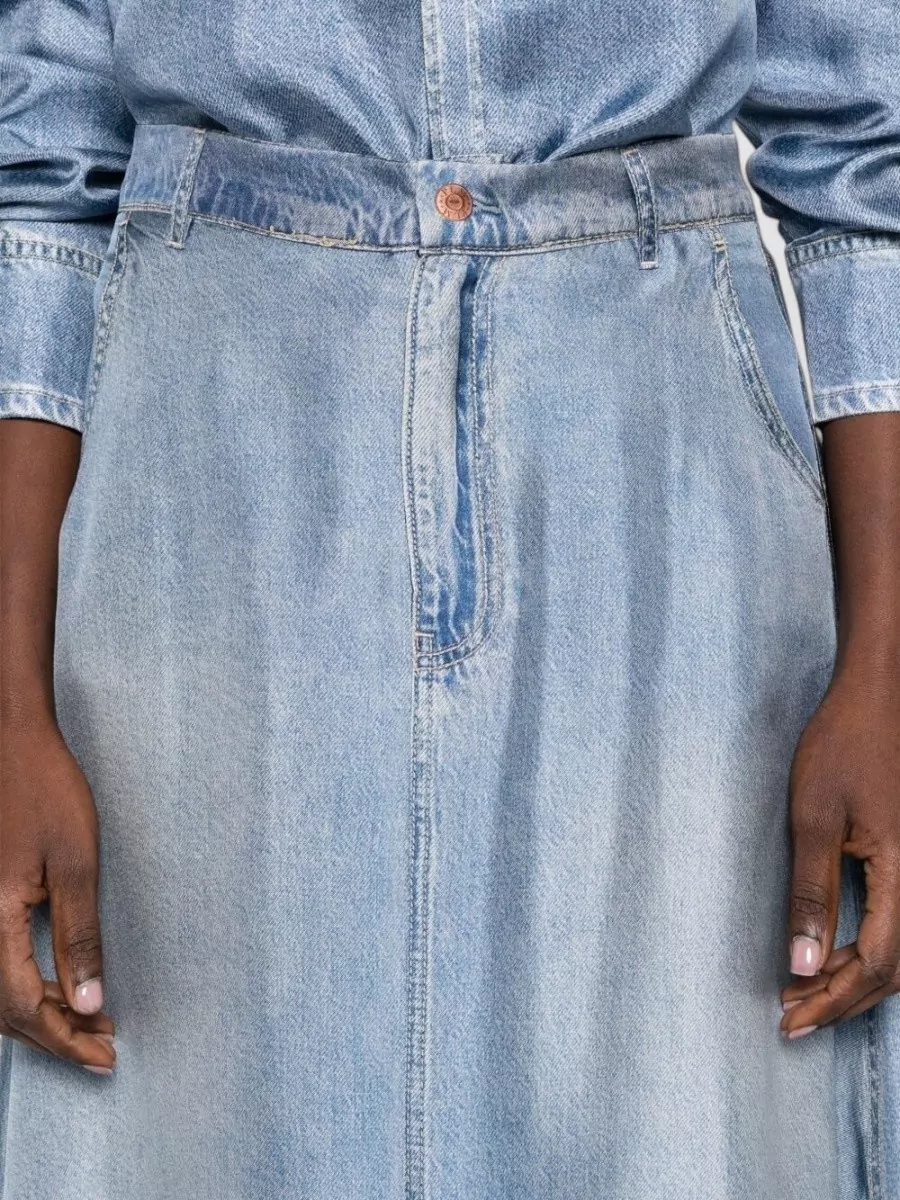 Pierre Louise Mascia Silk Skirt Long Sleeves Pockets Belt Loops