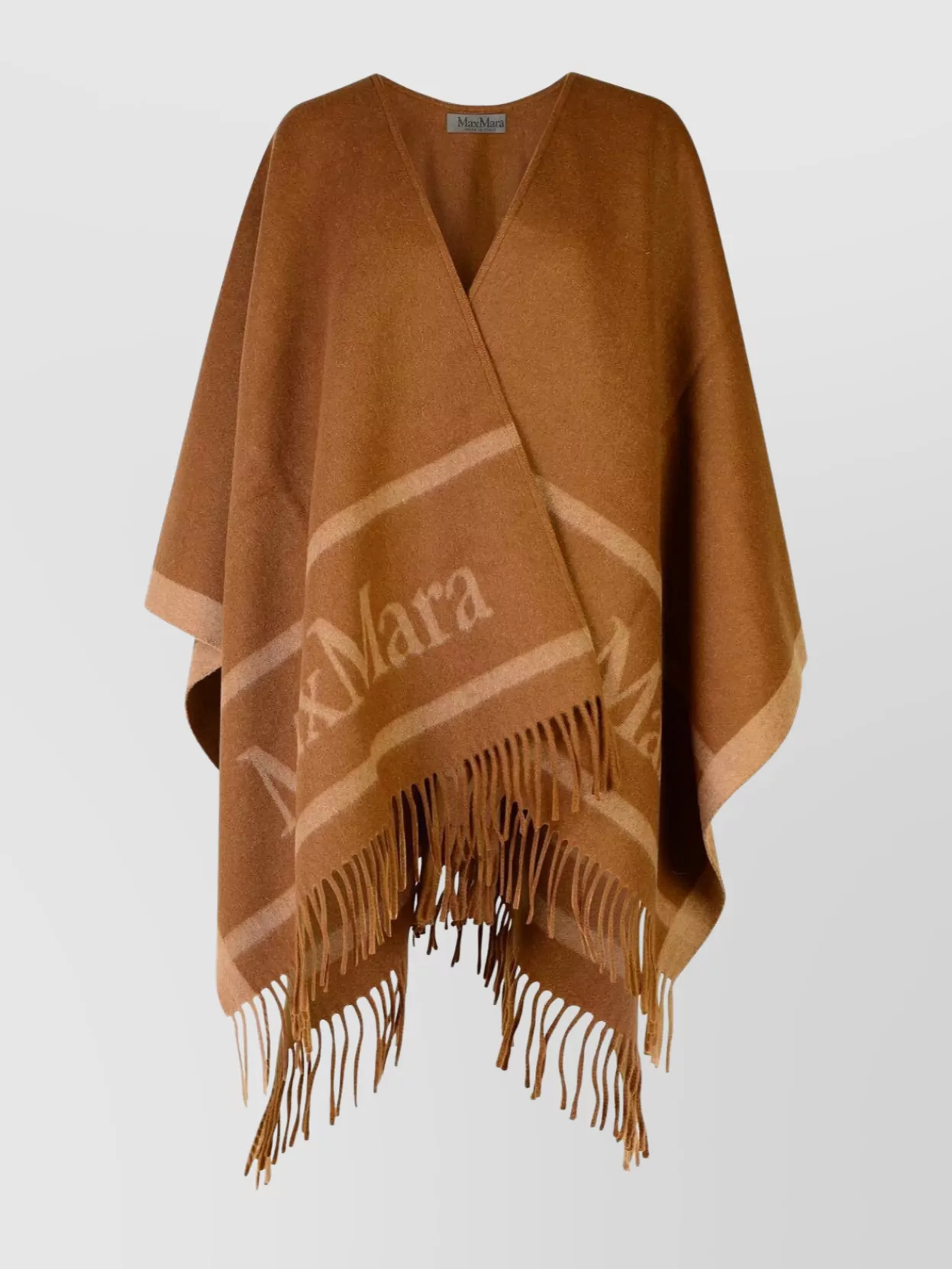 Shop Max Mara 'hilde' Wool Cape Featuring Asymmetric Hem