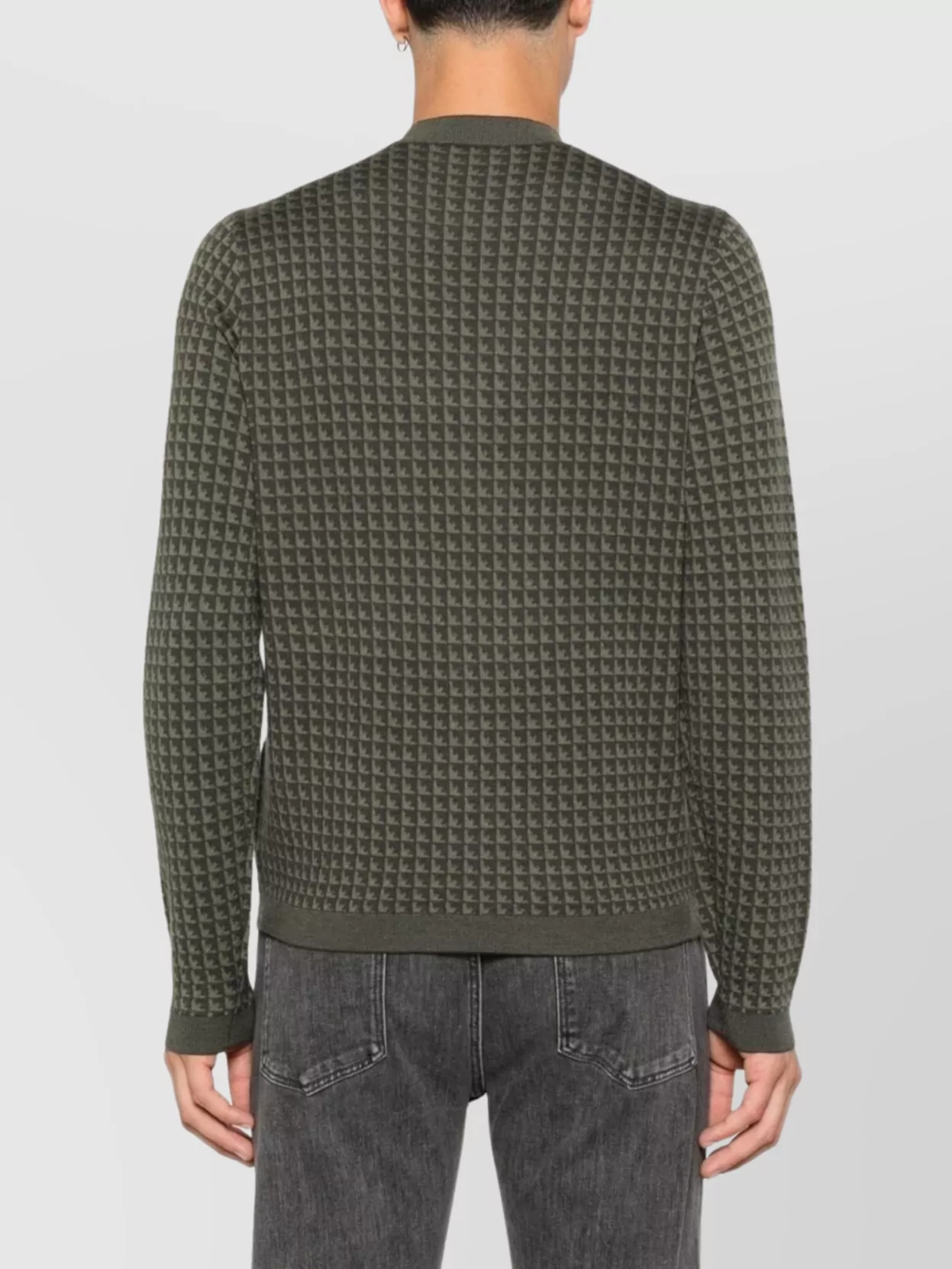 Emporio Armani Textured Wool Crewneck Jumper With Ribbed Cuffs