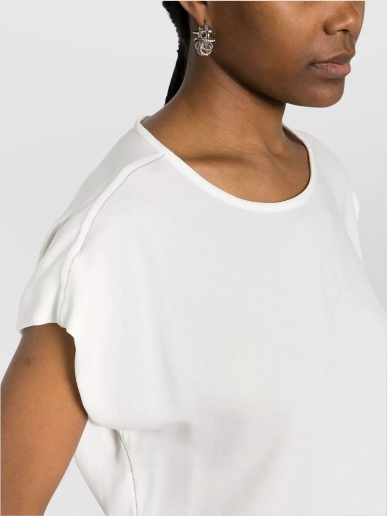 Fabiana Filippi Round Neck Top With Flattering Cap Sleeves