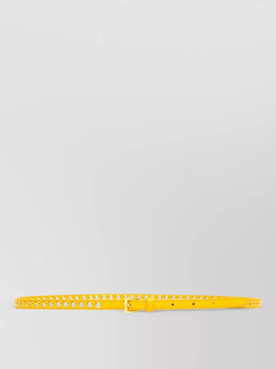 Prada Leather skinny eyelet belt