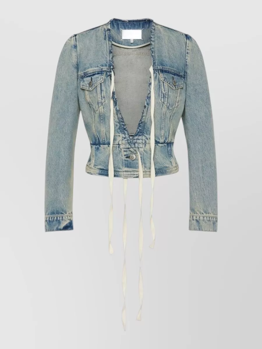 Maison Margiela denim cropped v-neck jacket