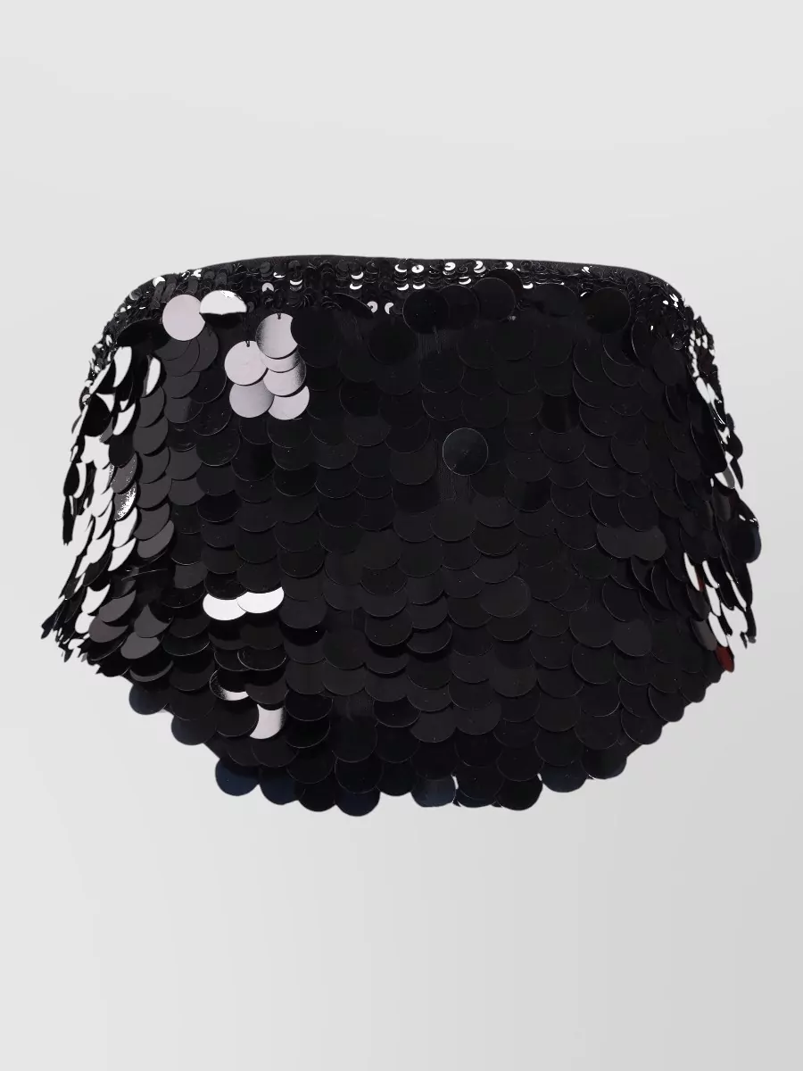 Parosh Elastic Waistband Shorts Featuring Sequin Embellishments