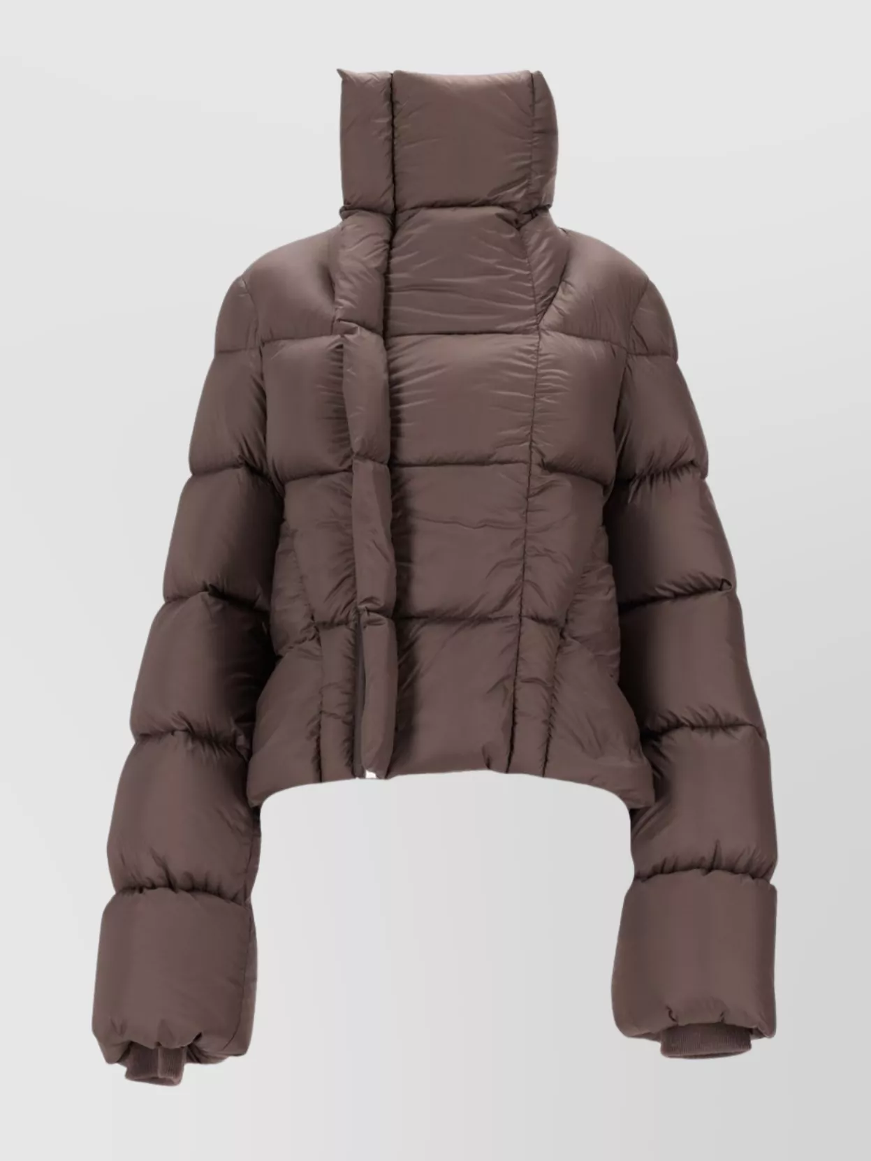 Rick Owens Cropped Padded Quilted Jacket With High Collar In Animal Print