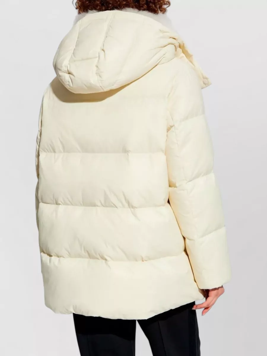 Yves Salomon Hooded Down Jacket Detachable Lambswool Trim