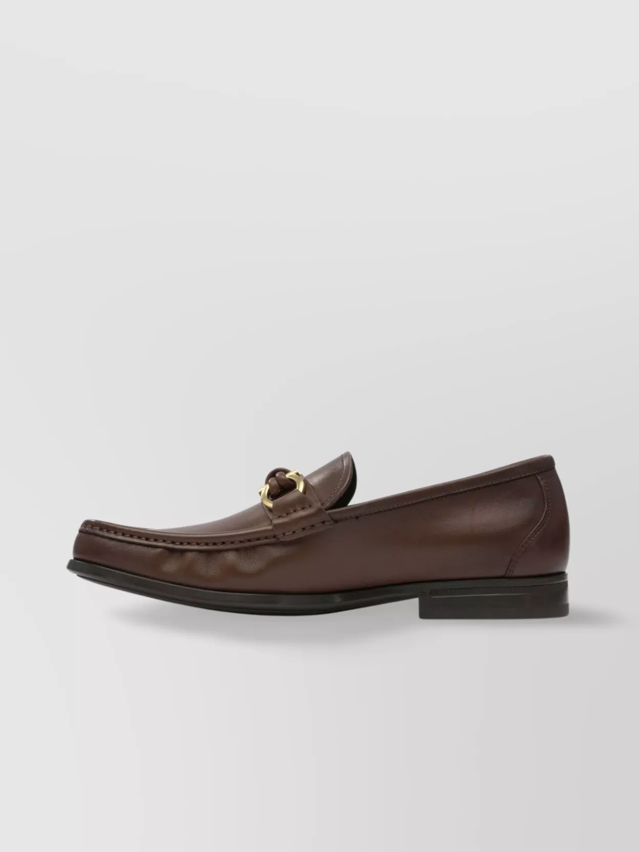 Ferragamo Hardware Leather Round Toe Loafers