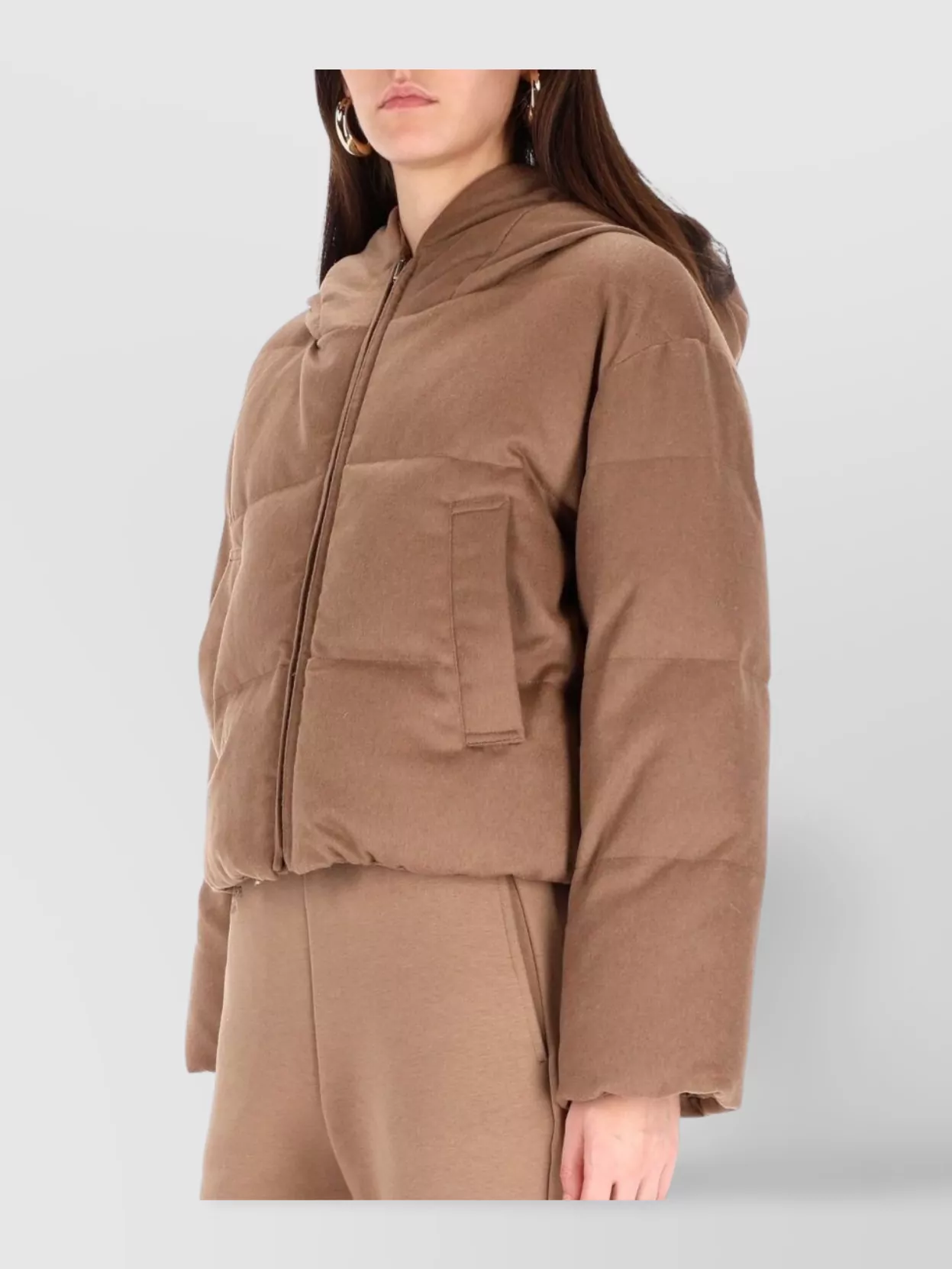 S Max Mara Quilted Hooded Jacket Long Sleeves