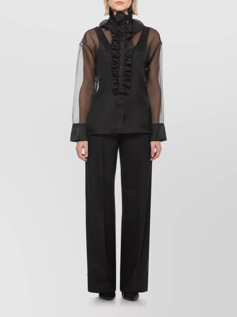 D.exterior Silk Long-Sleeve Blouse