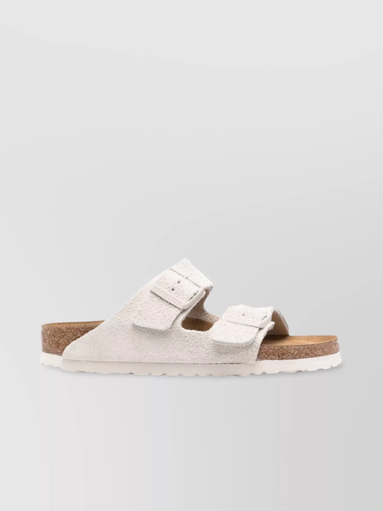 Birkenstock Arizona Slipper With Flat Textured Sole In White