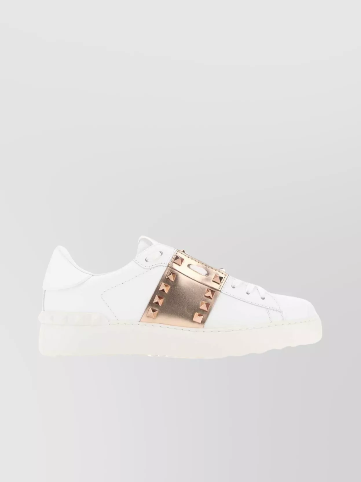 Shop Valentino Rockstud Untitled Low-top Sneakers With Metallic Studs In White