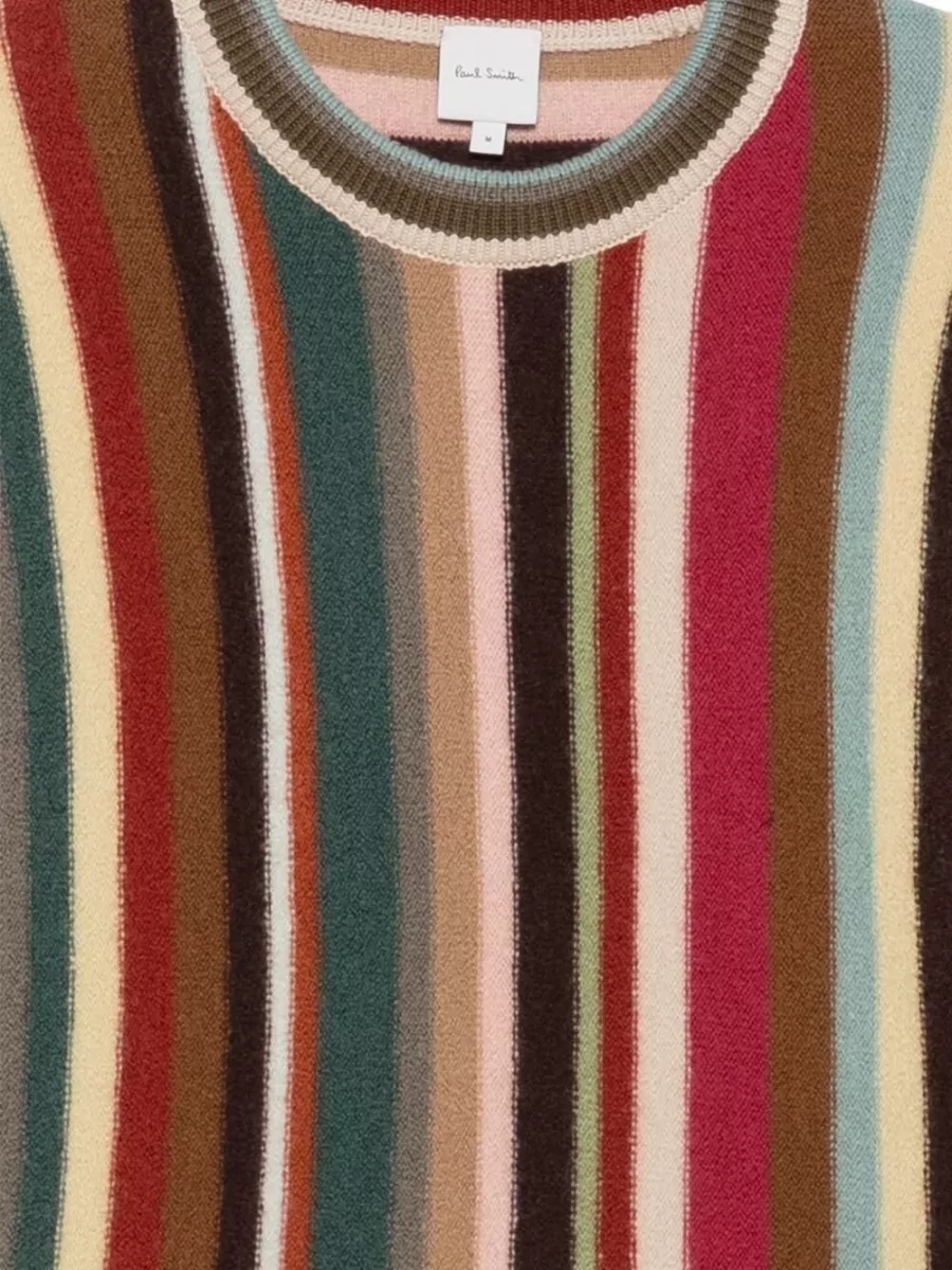 Paul Smith Merino Wool Striped V-Neck Long-Sleeve Sweater