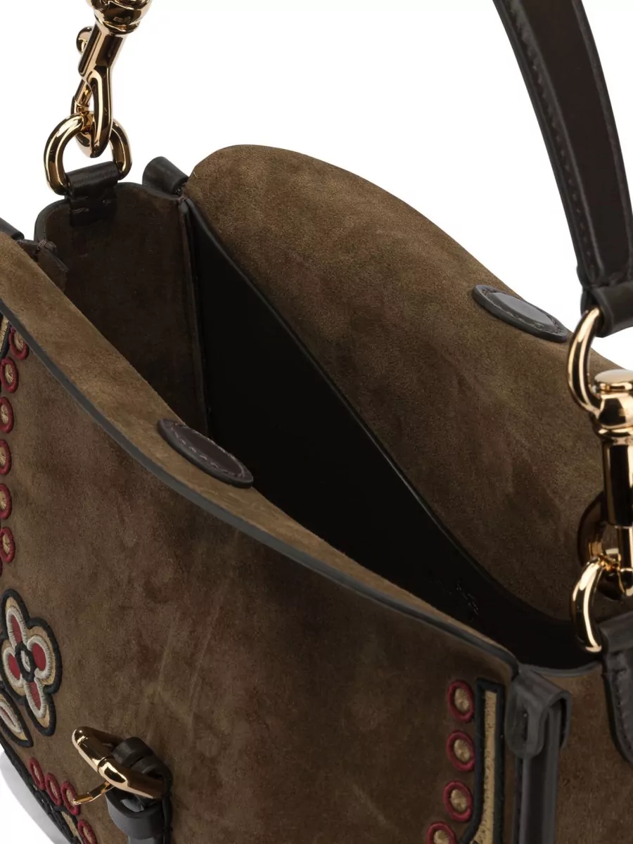 Etro Medium Pony Shoulder Bag Floral Embroidery