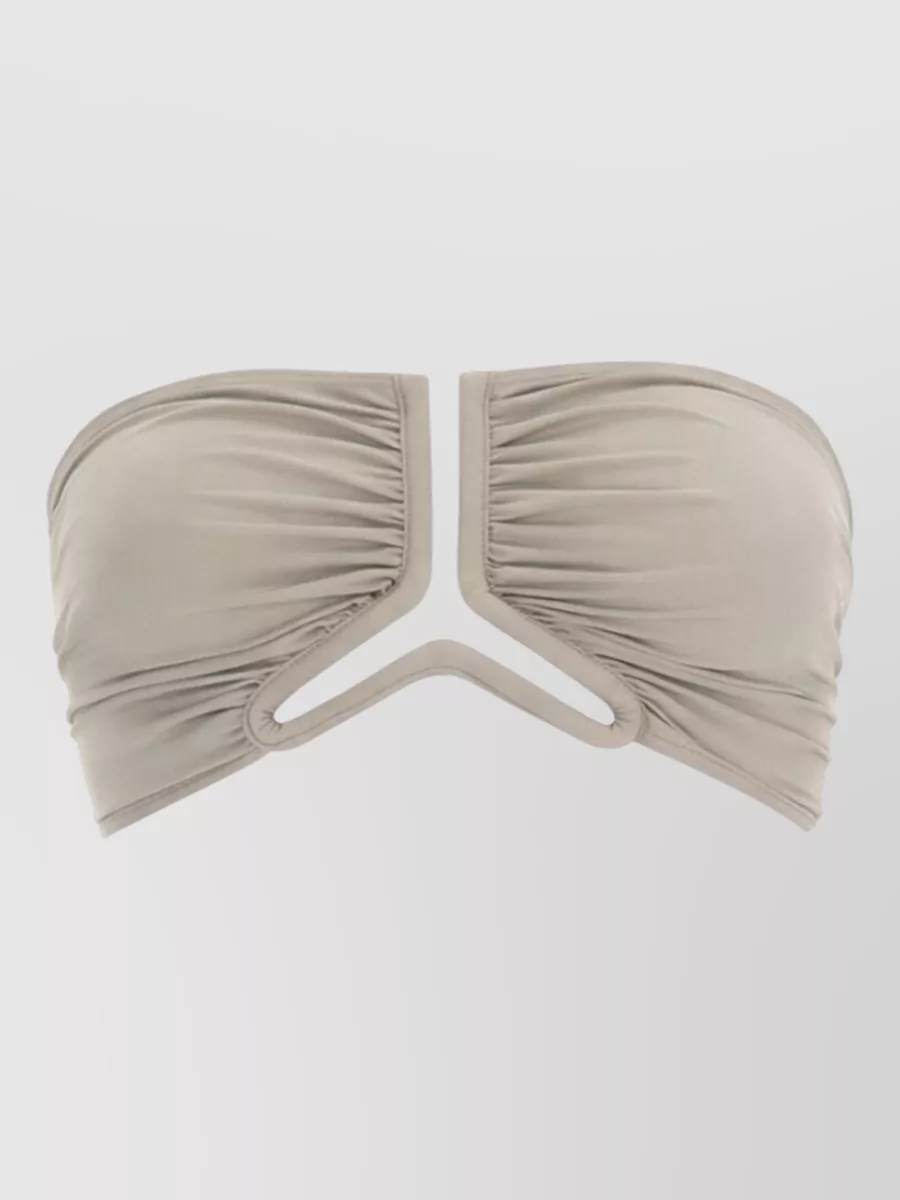 Rick Owens Allanah Bandeau Bikini Top Ruched Cutout In Brown