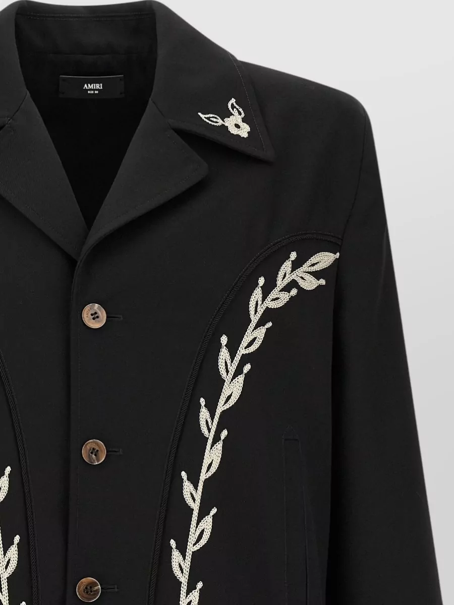 Amiri Embroidered Cropped Single Breasted Jacket