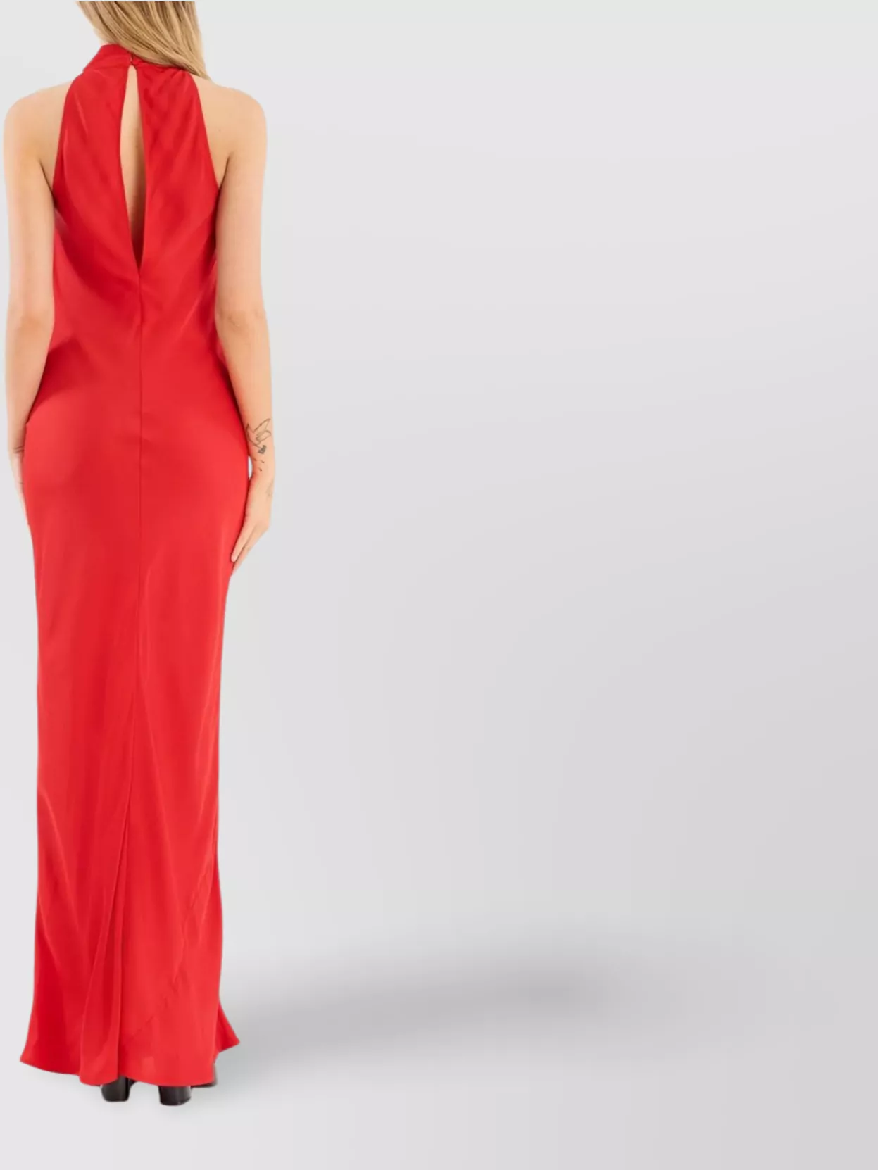 Rotate Halter Neck Satin Floor-Length Dress