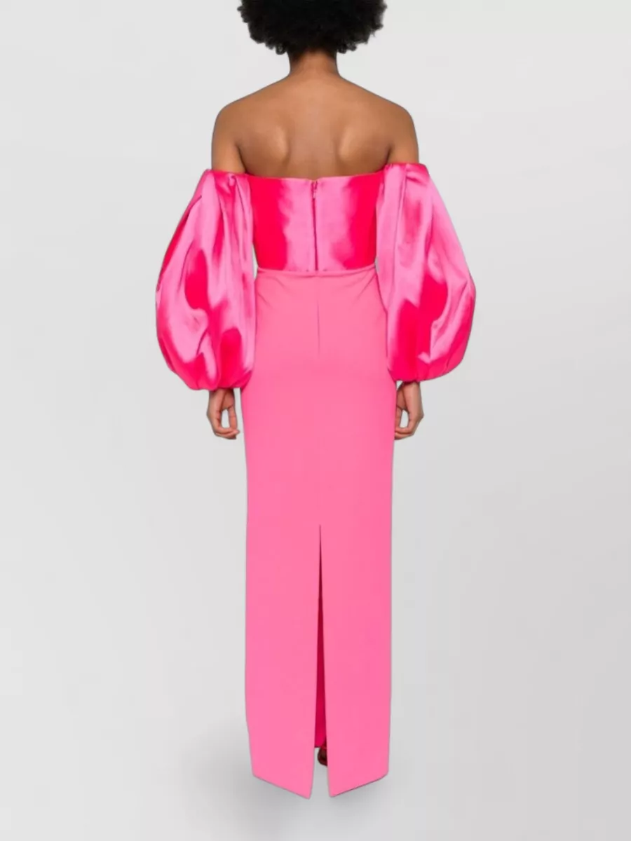 Solace London Panelled Off-Shoulder Long-Sleeve Maxi Dress