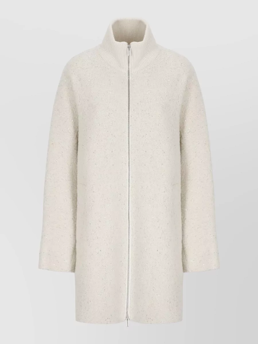 Peserico wool alpaca ribbed high collar jacket