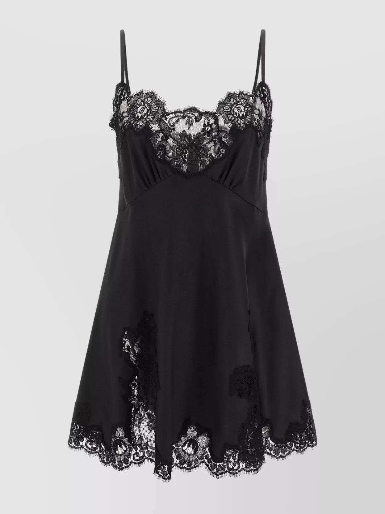 Dolce & Gabbana Satin And Lace Dress Dresses Black In Black