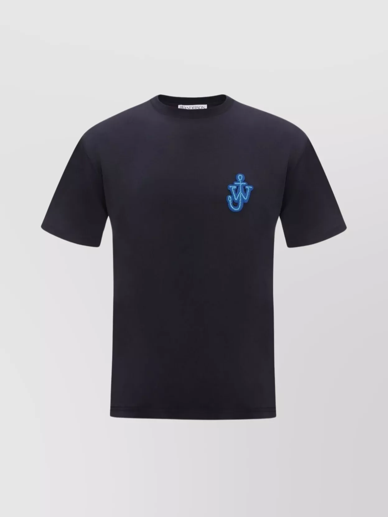 Shop Jw Anderson Logo Embroidered Crew Neck T-shirt In Blue