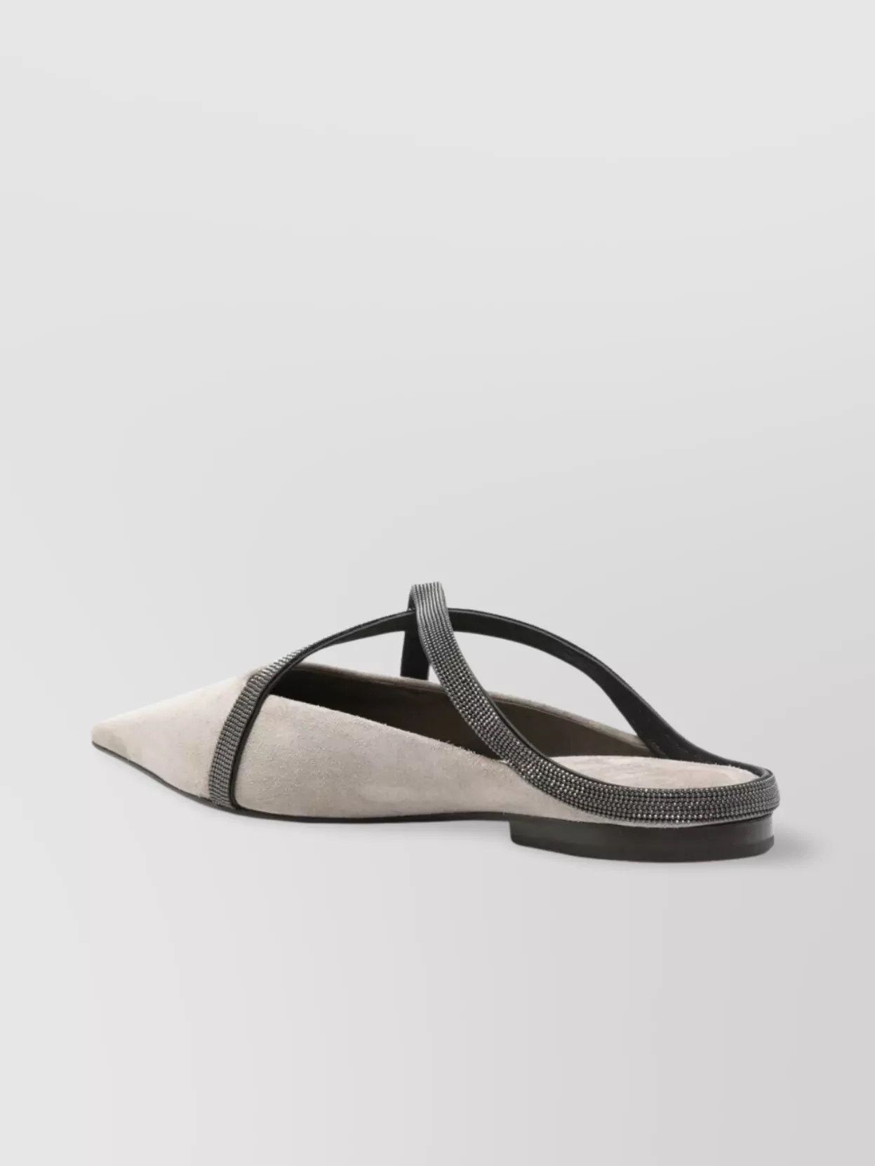 Brunello Cucinelli Square Pointed Ballet Flat With Cross Strap